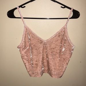 pink velvet crop top